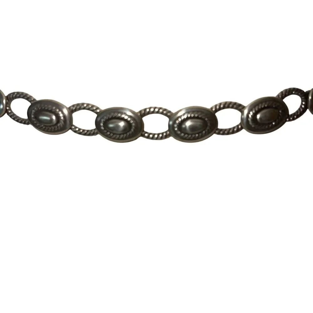 Brighton Vintage 1995 Womens Size S Black Tone Oval Metal Link Belt Casual